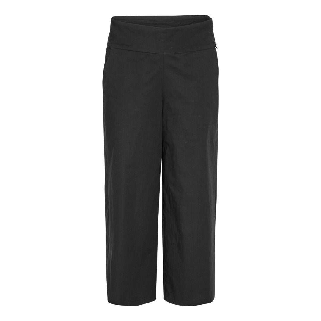 Trousers with stretch and wide waistband. Get back